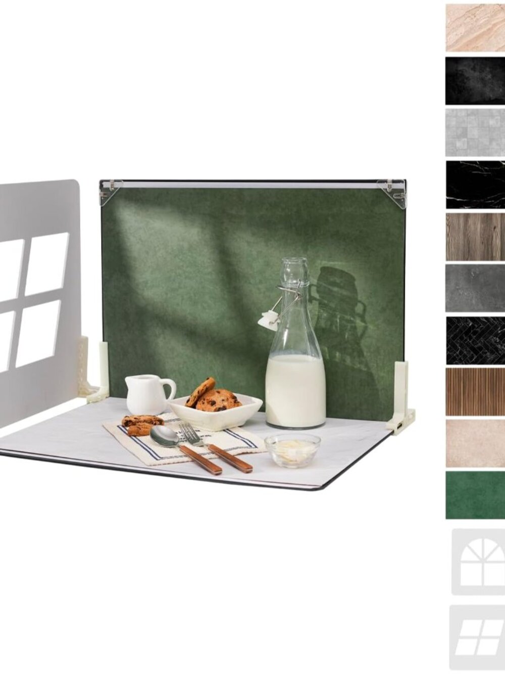 16 x 11.5 in Photo Backdrop Kit, 10 Sheets, 20 Patterns, 4 Shadow Boards